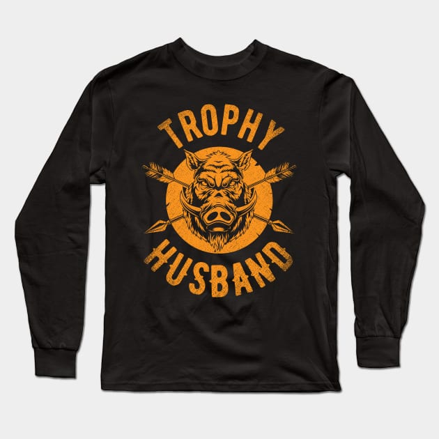 Trophy Husband Funny Wedding Anniversary Long Sleeve T-Shirt by Sofiia Golovina